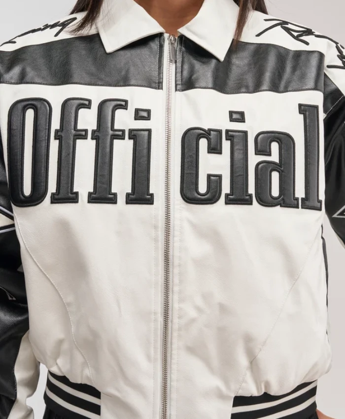 WNBA Sydney Taylor AKIRA Moto Black and White Bomber Jacket