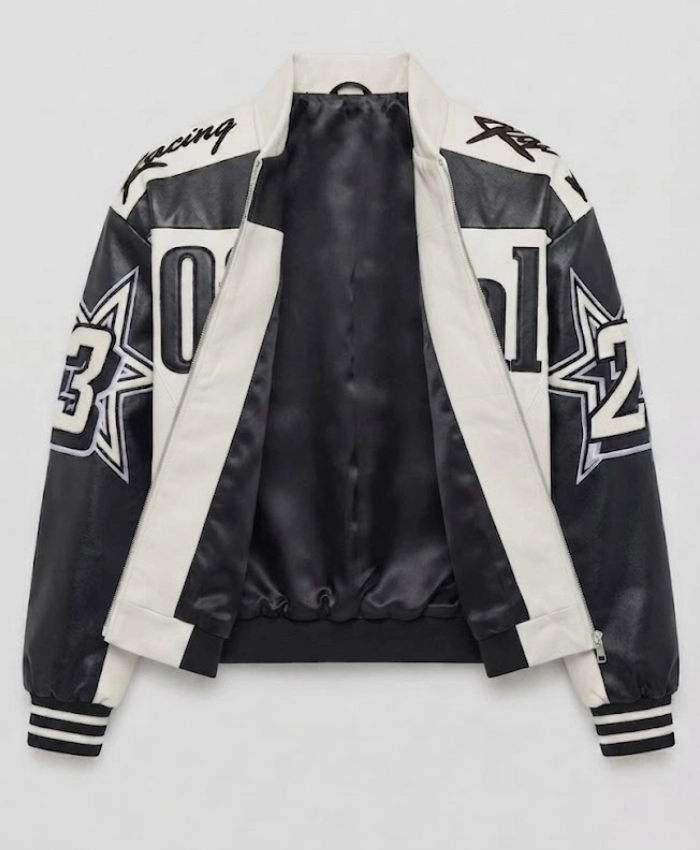 WNBA Sydney Taylor AKIRA Moto Leather Black and White Jacket