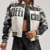 WNBA Sydney Taylor AKIRA Moto Leather White Bomber Jacket