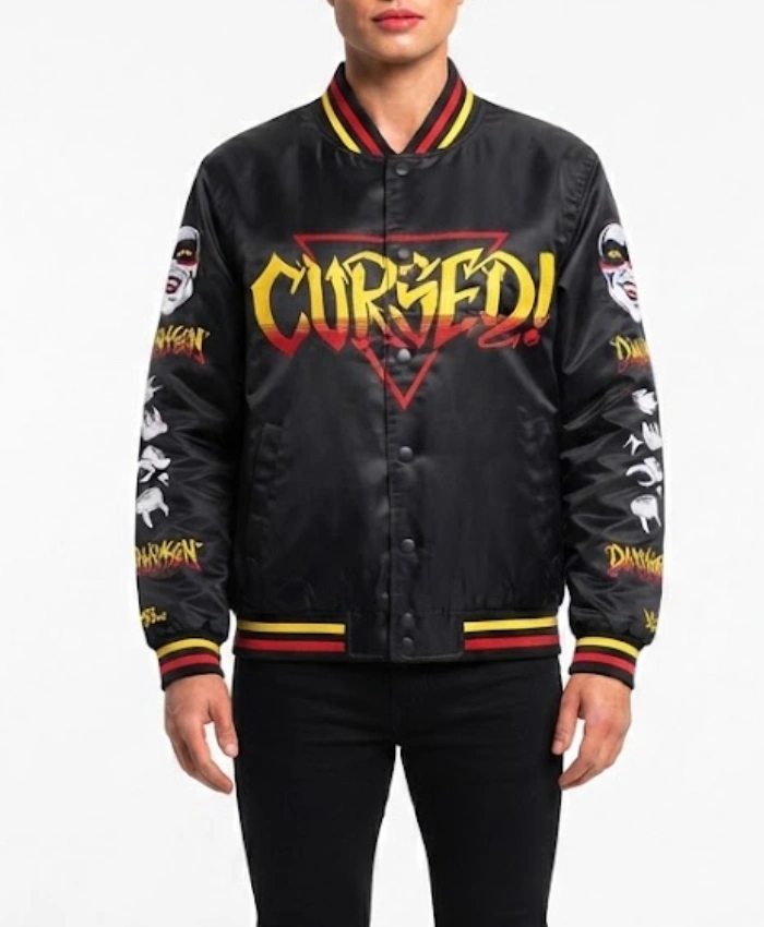 WWE 2026 Donovan Andrew Danhausen Black Fanimation Satin Varsity Jacket