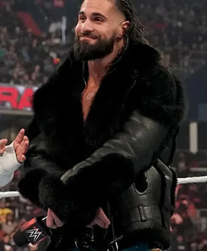 WWE Seth Rollins Black Shearling Jacket - Image 2