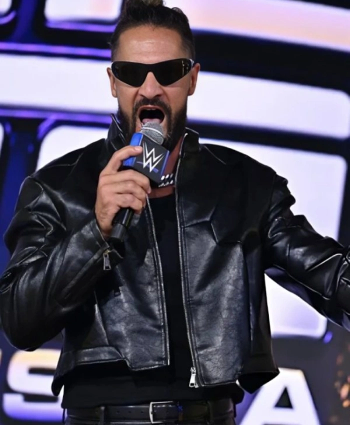 WWE SummerSlam 2026 Minnesota Kickoff Seth Rollins Black Leather Jacket Sale