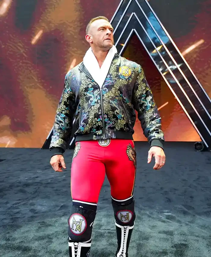 WWE SummerSlam 2026 Minnesota Nick Aldis Floral Embroidered Satin Bomber Jacket