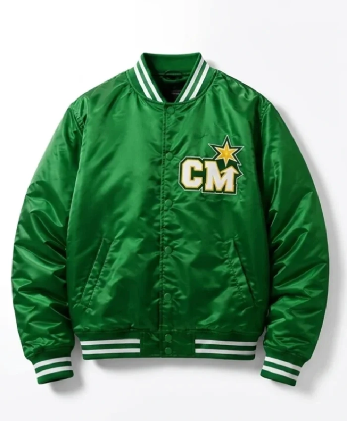 WWE SummerSlam CM Punk Green Minnesota North Stars Satin Bomber Jacket
