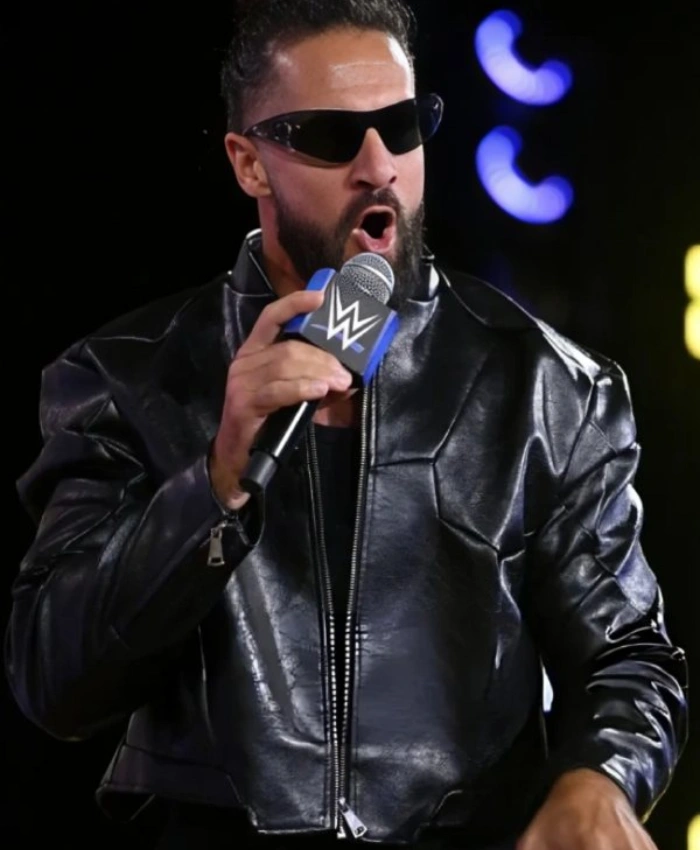 WWE SummerSlam Minnesota Kickoff Seth Rollins Black Leather Jacket