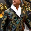 WWE SummerSlam Minnesota Nick Aldis Black Floral Embroidered Satin Bomber Jacket