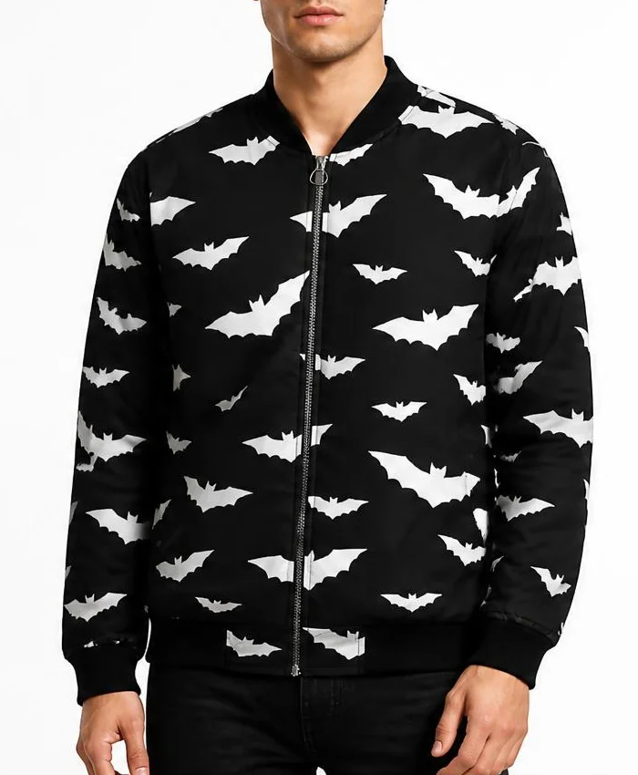 White Bats Black Bomber Jacket Mens