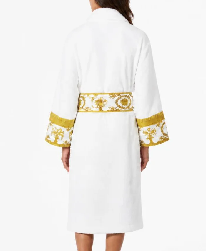 White Versace Robe Gold Belt Women