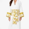 White Versace Robe Gold Belt Womens
