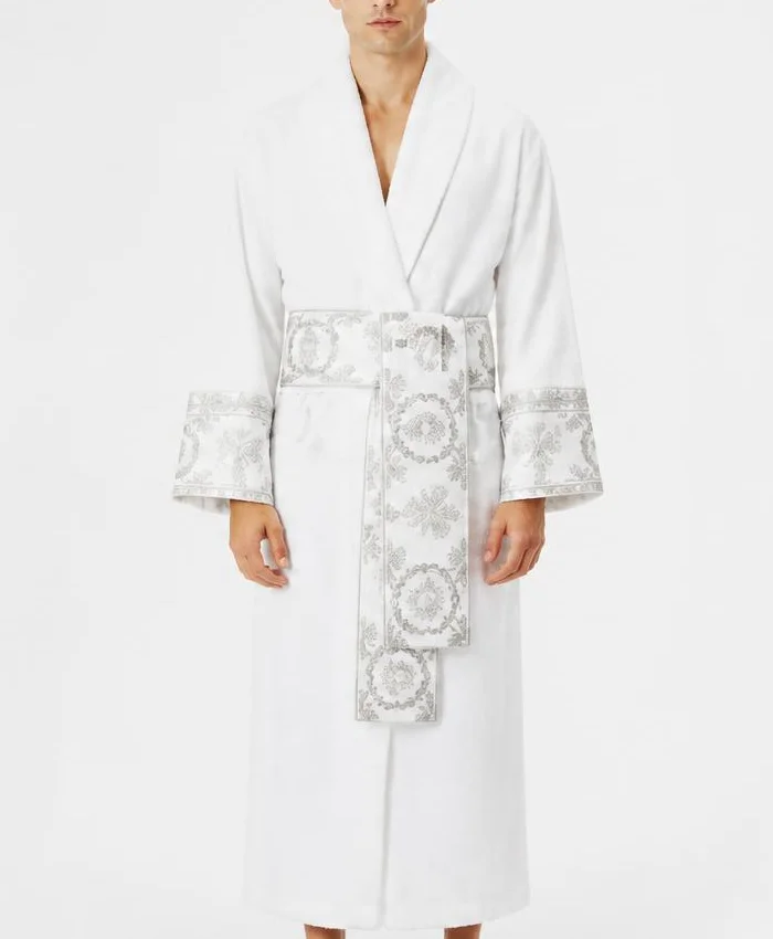 White Versace Robe White Belt Mens