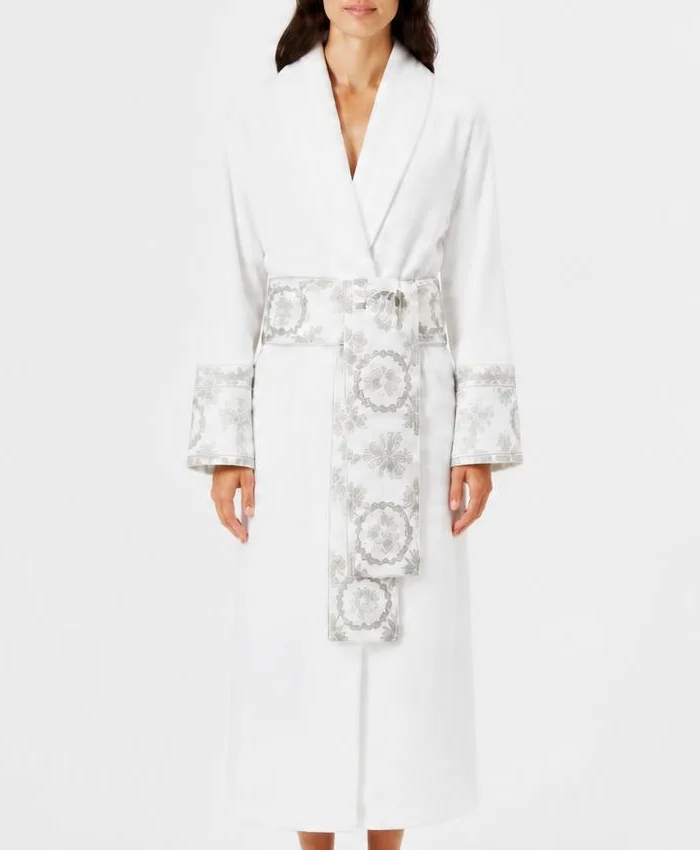 White Versace Robe White Belt Womens