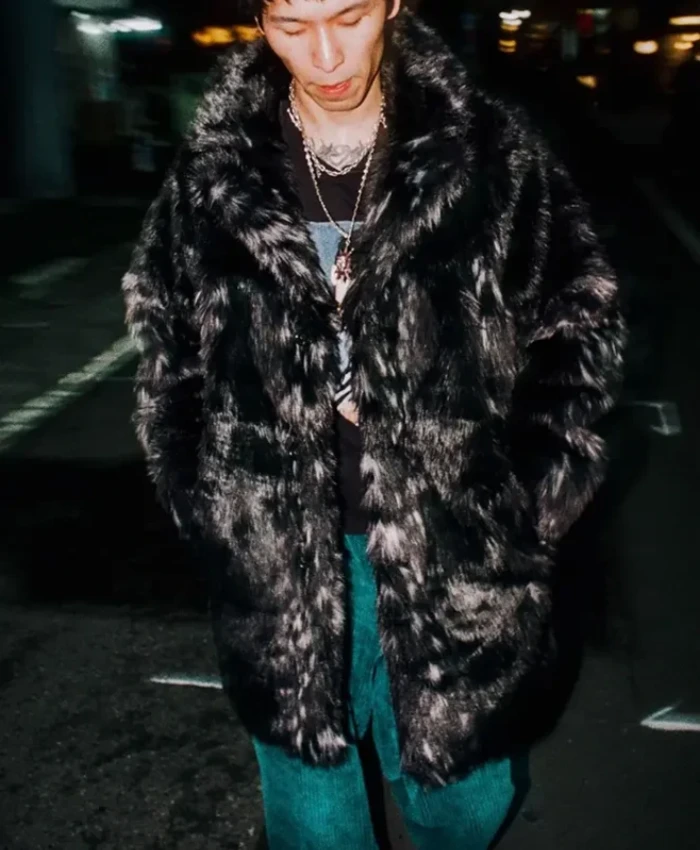 Winter Fall 2026 Supreme PU Fur Windstopper Black Overcoat For Men and Women