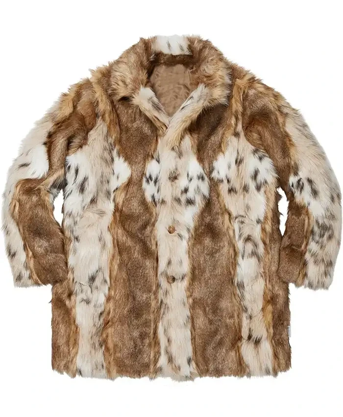 Winter Fall 2026 Supreme PU Fur Windstopper Brown Overcoat For Men and Women