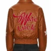 Wish Me Luck Cropped Leather Bomber Jacket Men