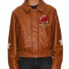 Wish Me Luck Cropped Leather Bomber Jacket Mens