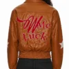 Wish Me Luck Cropped Leather Bomber Jacket Women