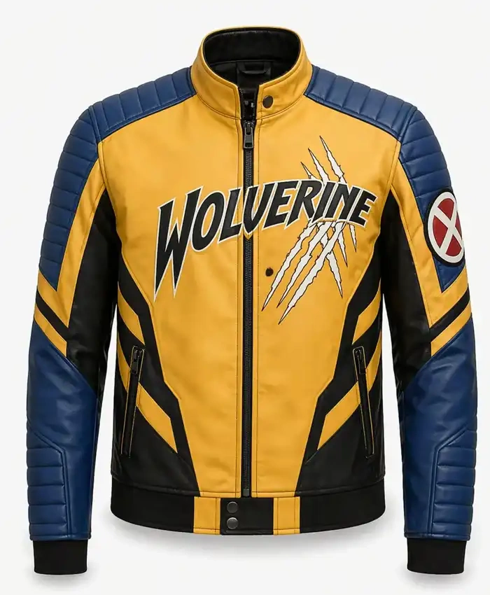 Wolverine Logan Yellow and Blue Biker Moto Cosplay Jacket