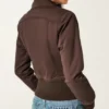 Womens Hollister Twill Brown Zip Up Jacket