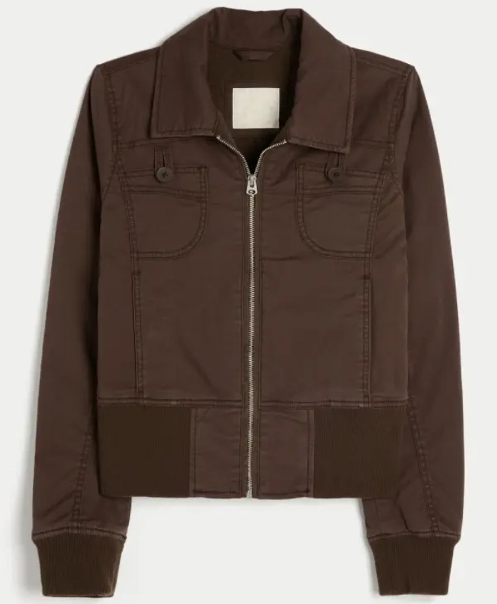 Womens Hollister Twill Zip Up Jacket On Sale