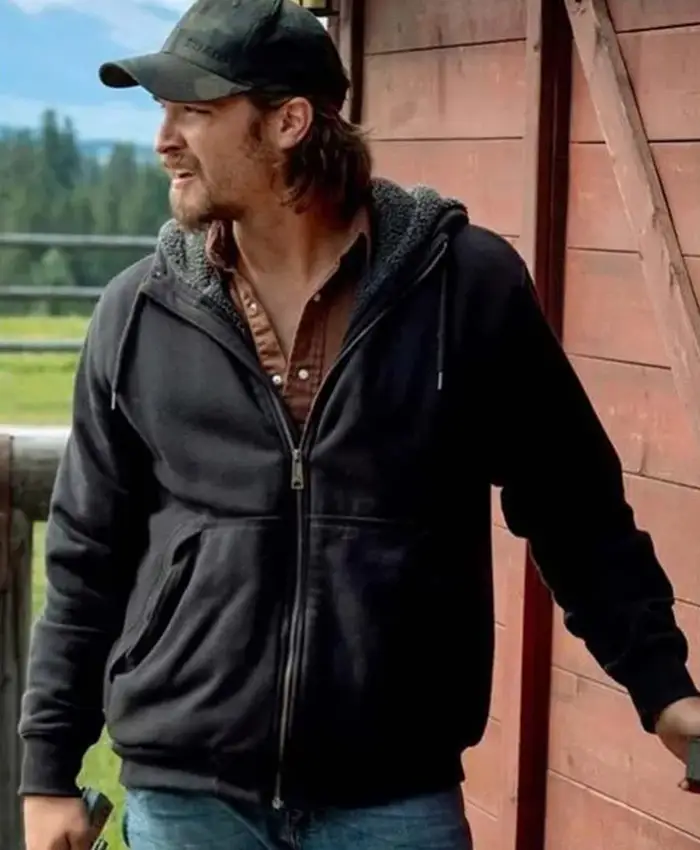 Yellowstone Luke Grimes Dark Grey Fleece Hoodie