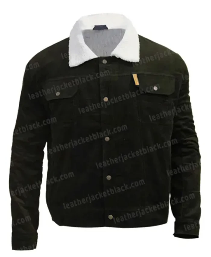 Yellowstone Mens Black Sherpa Lined Trucker Jacket Full