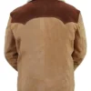 Yellowstone S03 John Dutton Beige And Brown Leather Jacket Back