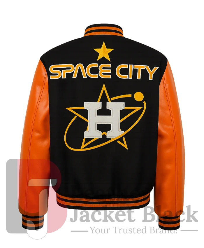 Order Now Space City Houston Astros Black And Orange Varsity Jacket For Sale