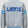 2026 Detroit Lions Courtside Starter Full Snap Grey Satin Varsity Jacket