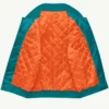 2026 Miami Dolphins Courtside Full Snap Starter Satin Varsity Blue Bomber Jacket