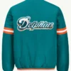 2026 Miami Dolphins Courtside Full Snap Starter Satin Varsity Blue Jacket