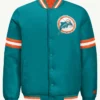 2026 Miami Dolphins Courtside Full Snap Starter Satin Varsity Bomber Jacket