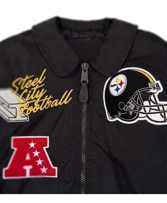 2026 National Football League Pittsburgh Steelers Steel City Football Black MA1 Bomber Jacket