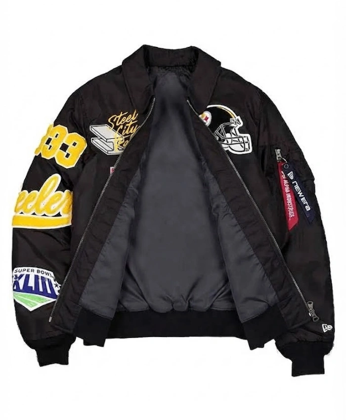 2026 National Football League Pittsburgh Steelers Steel City Football Black MA1 Jacket