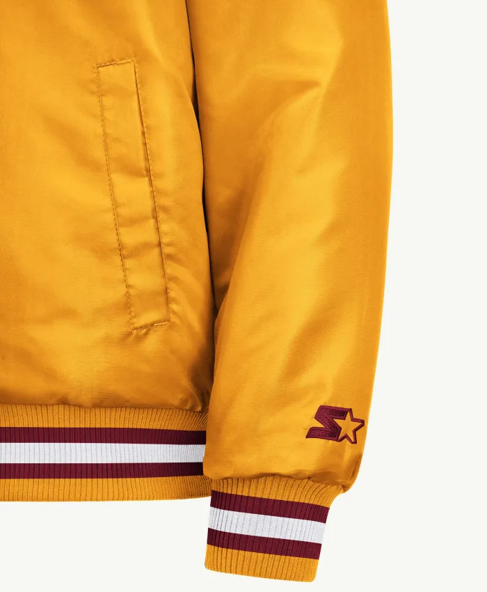 2026 Washington Commanders Courtside Full Snap Starter Satin Varsity Yellow Bomber Jacket