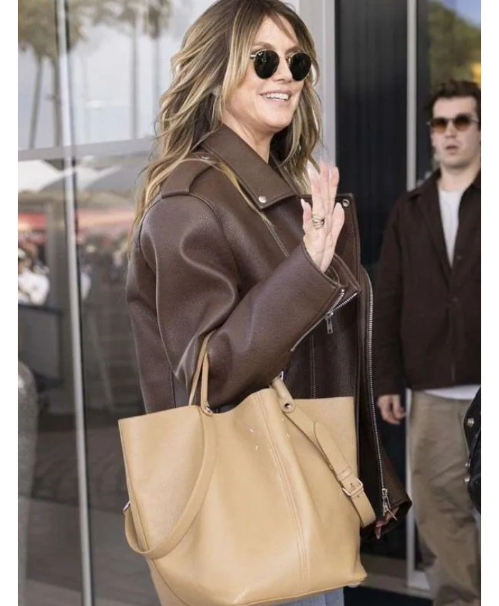 79th Annual Cannes Film Festival 2026 Heidi Klum Brown Leather Jacket