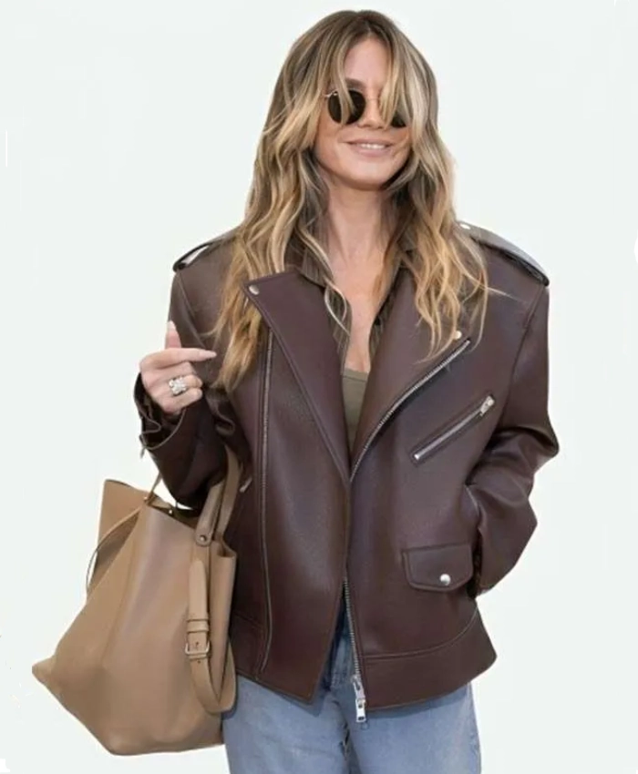 79th Annual Cannes Film Festival Heidi Klum Brown Leather Jacket