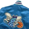 90s Retro Charlotte Hornets Embroidered Full Snap Bomber Varsity Satin Jacket