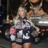 AEW 2026 MEGASUS 4 EVA Megan Bayne Black Graphic Jacket On Sale