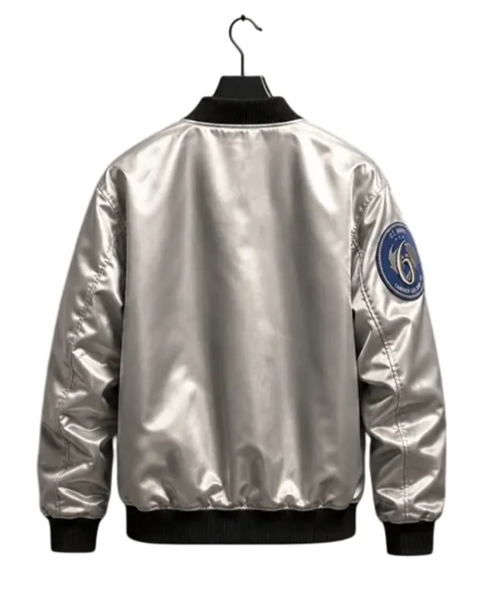 Ace Combat 8 Tasha Silver Satin Pilot Style Bomber Jacket