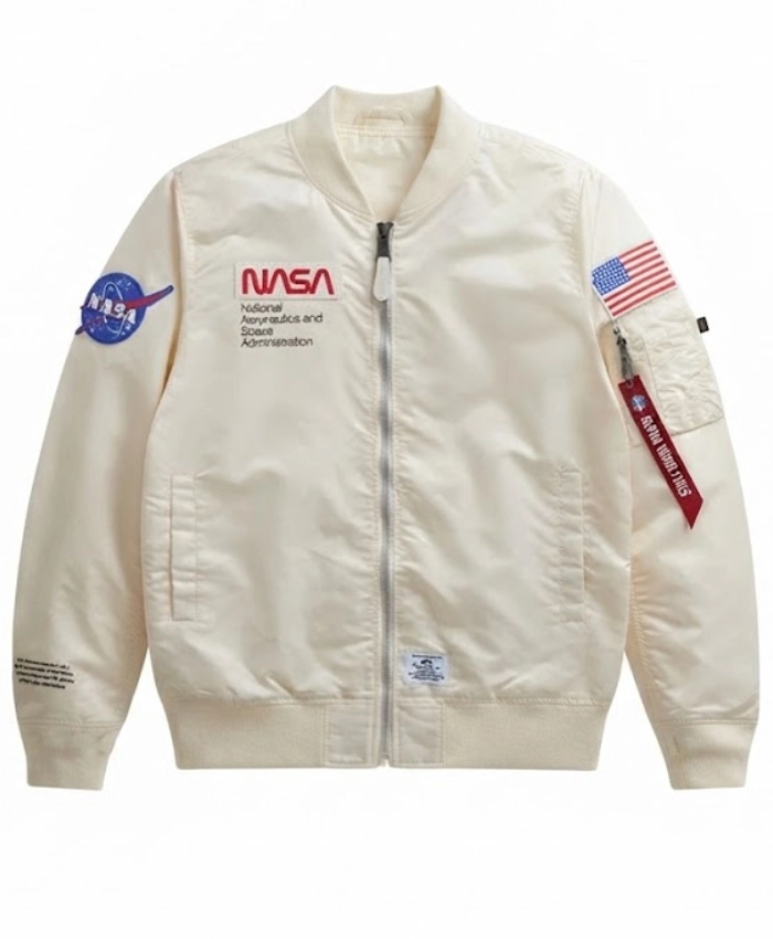 Alpha Industries NASA L2B Gen Off white Satin Bomber Jacket