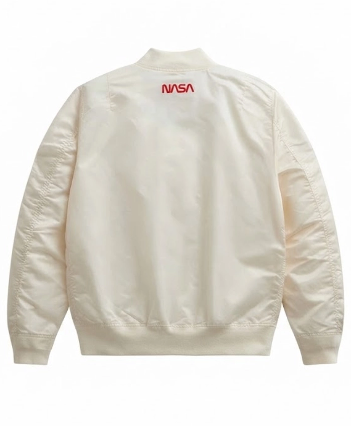 Alpha Industries NASA L2B Gen Satin Bomber Off White Jacket