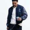 American Football Team Chicago Bears Caleb Williams Tunnel Blue Wool Leather Varsity Jacket