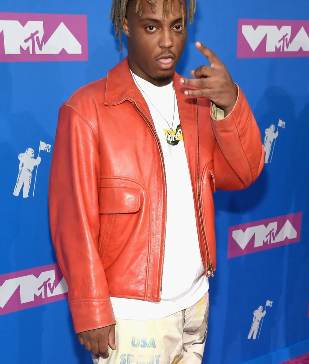 American Rapper Juice Wrld Orange Leather Jacket