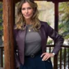 Anna Pigeon 2026 Tricia Helfer Molly Pigeon Burgundy Jacket