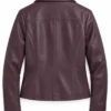Anna Pigeon 2026 Tricia Helfer Molly Pigeon Burgundy Leather Jacket