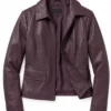 Anna Pigeon Tricia Helfer Molly Pigeon Burgundy Leather Jacket