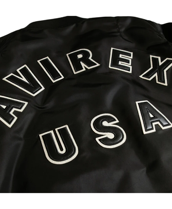 Avirex MA1 Nylon Zip Up Black Bomber Jacket