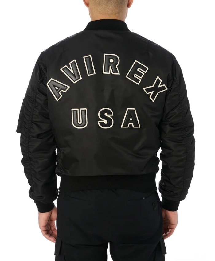 Avirex MA1 Nylon Zip Up Black Jacket For Sale