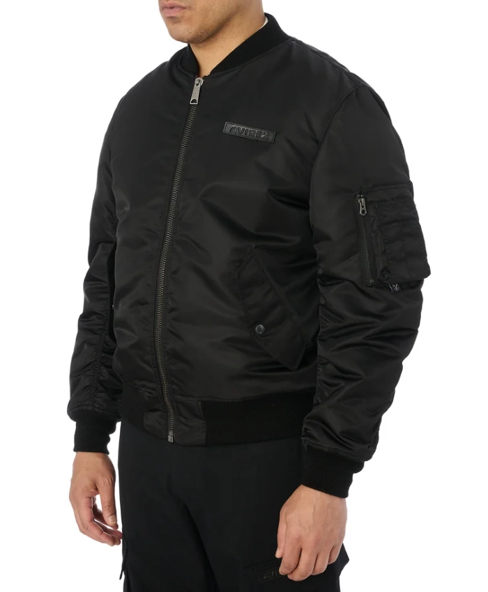 Avirex MA1 Zip Up Black Bomber Jacket For Sale