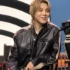 BTS Spotify Event 2026 Normal Song Live Concert Park Jimin Black Striped Leather Racer Jacket Sale